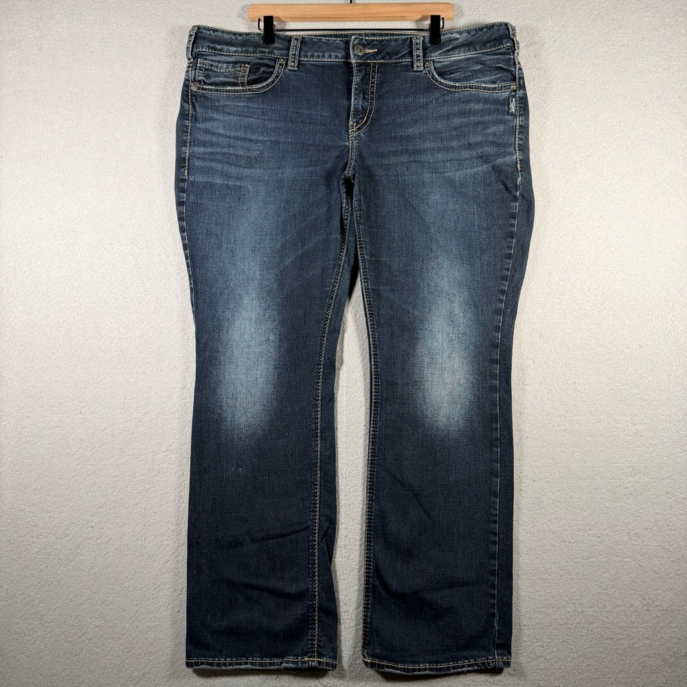 Silver Jeans Co Elyse Mid Slim Boot Dark Wash Blue Curvy Denim Jeans Size 20L31